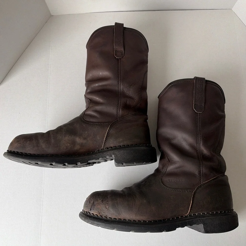 Red Wing Pecos 4436 Steel Toe Mens 10.5 Wide Brown Leather Metguard Work Boots